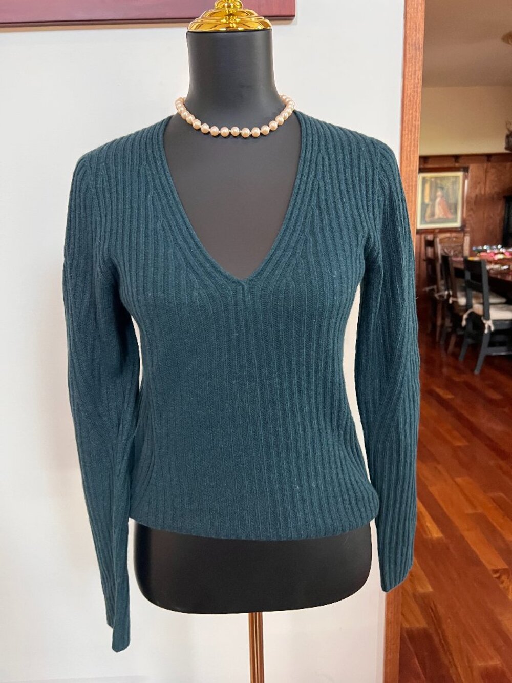 Banana Republic Fine Italian Yarn Filpucci Wool sz M Teal Green Sweater Women